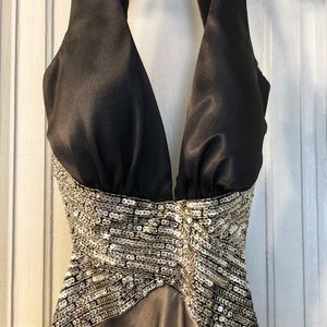 Purple-Silver Prom Dress with Beading & Open Back